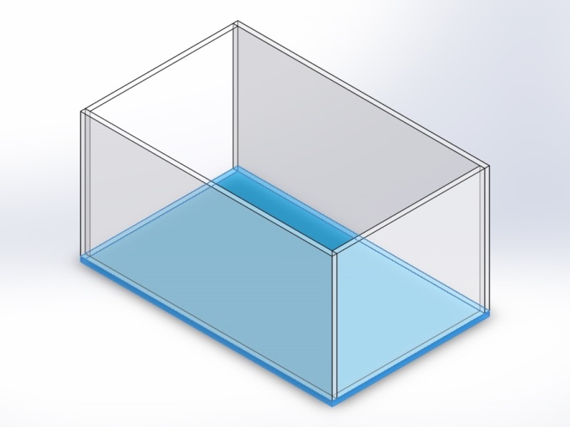 Assemblage aquarium, côtés collés sur le fond